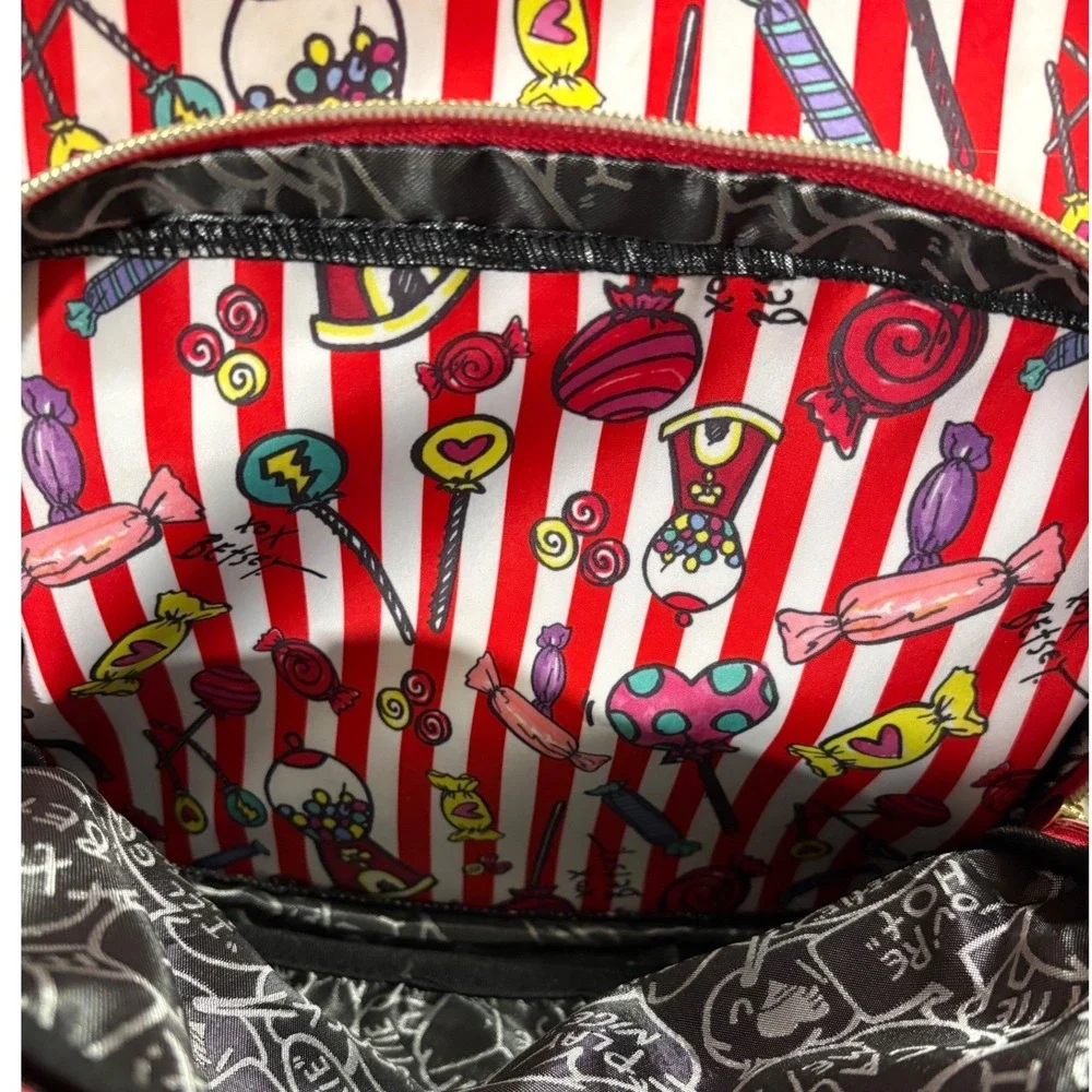 Betsey Johnson Backpack‎ Red White Candy Stripe Whimsical EUC